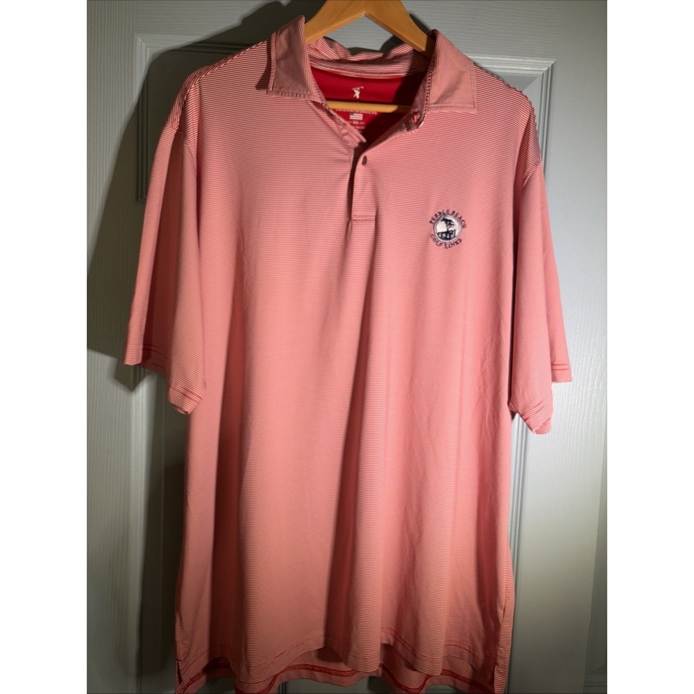 FAIRWAY & GREENE TECH GOLF POLO SHIRT Mens S Sleeve XXL Pink And Red Stripe